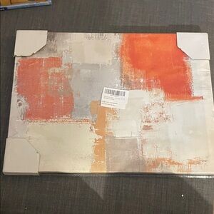 Source Unknown Abstract Art Print in Orange and Gray